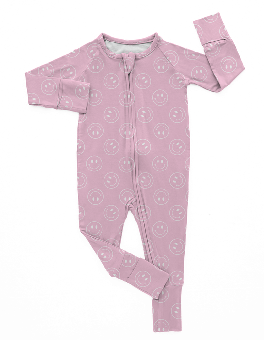 Pink Smiley | Bamboo Romper