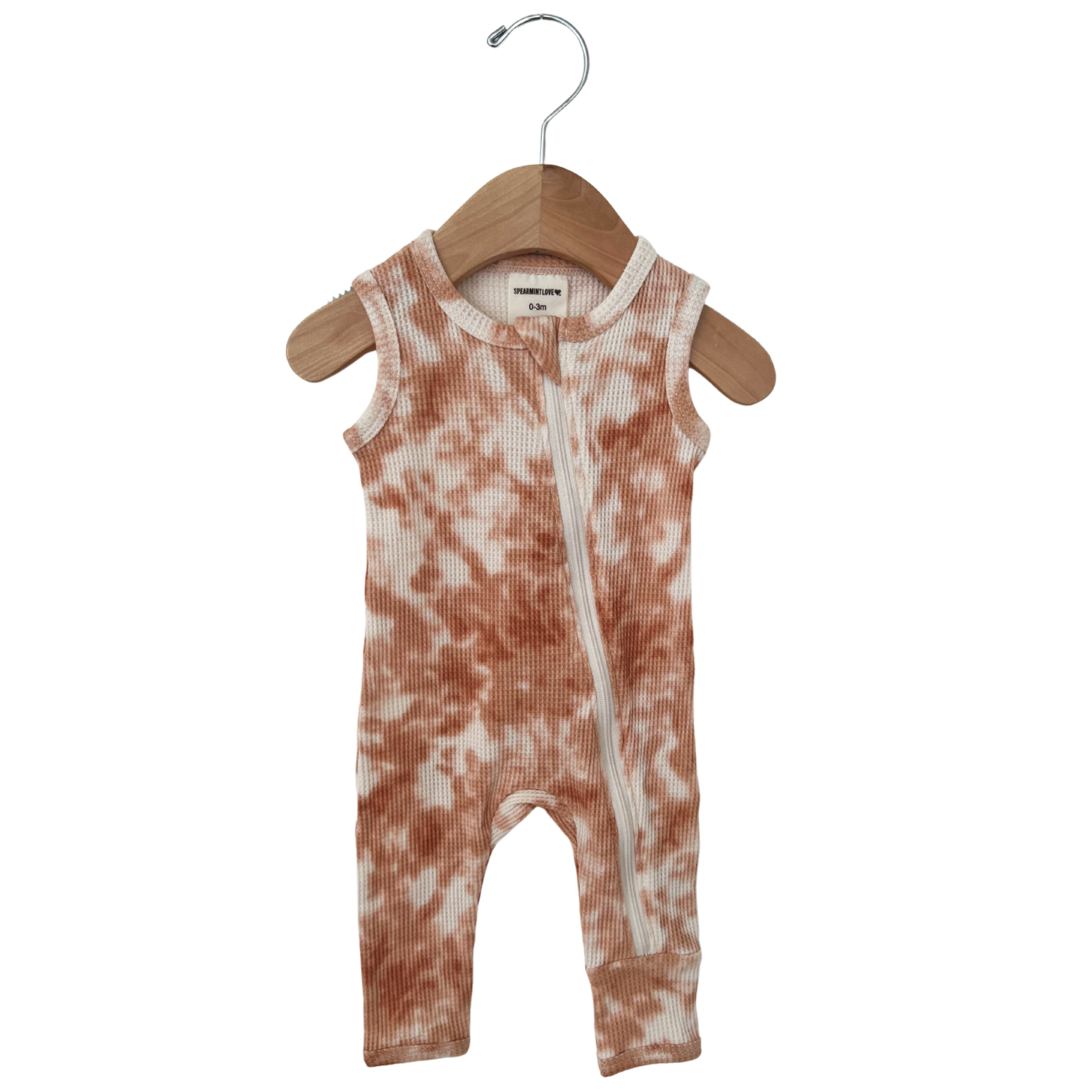 Organic Waffle Zip Romper, Tie Dye