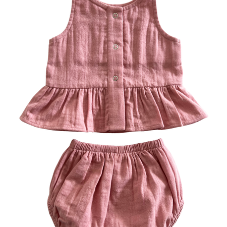 Organic Peplum Set - Rose