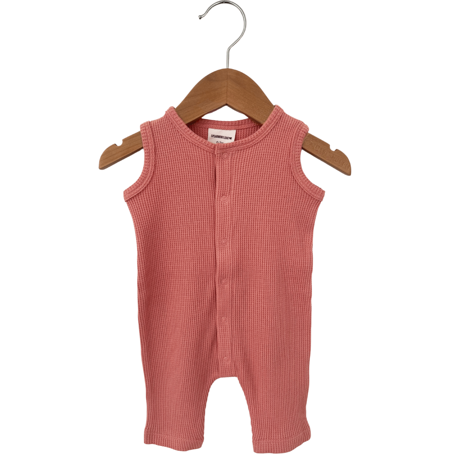 Organic Waffle Romper, Dusty Rose