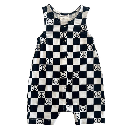 Relaxed Shortie, Black Peace Checkerboard