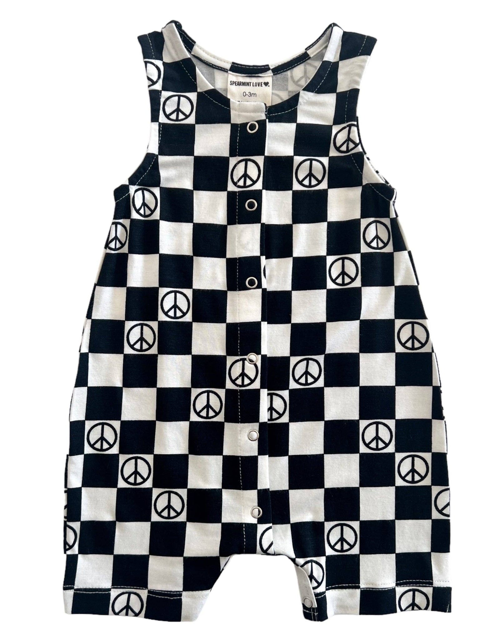 Relaxed Shortie, Black Peace Checkerboard