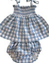 Organic Smocked Set - Blue Gingham