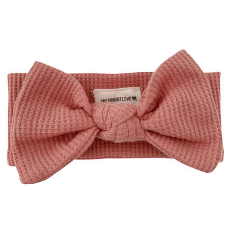 Organic Waffle Knot Bow, Dusty Rose