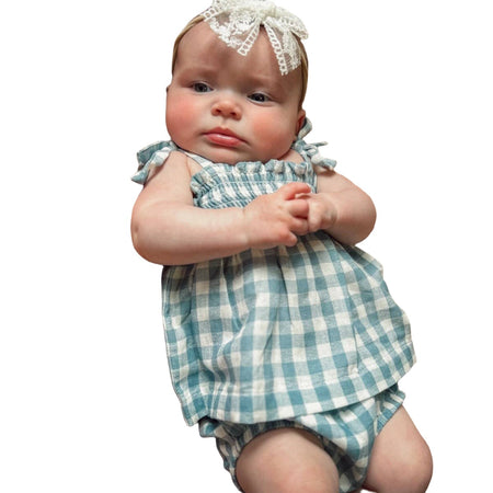 Organic Smocked Set - Blue Gingham