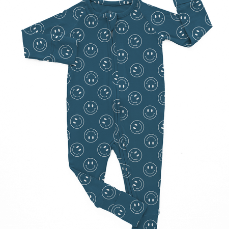 Blue Smiley | Bamboo Romper