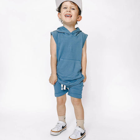 Hooded Tank and Shorts Set - Ocean Blue