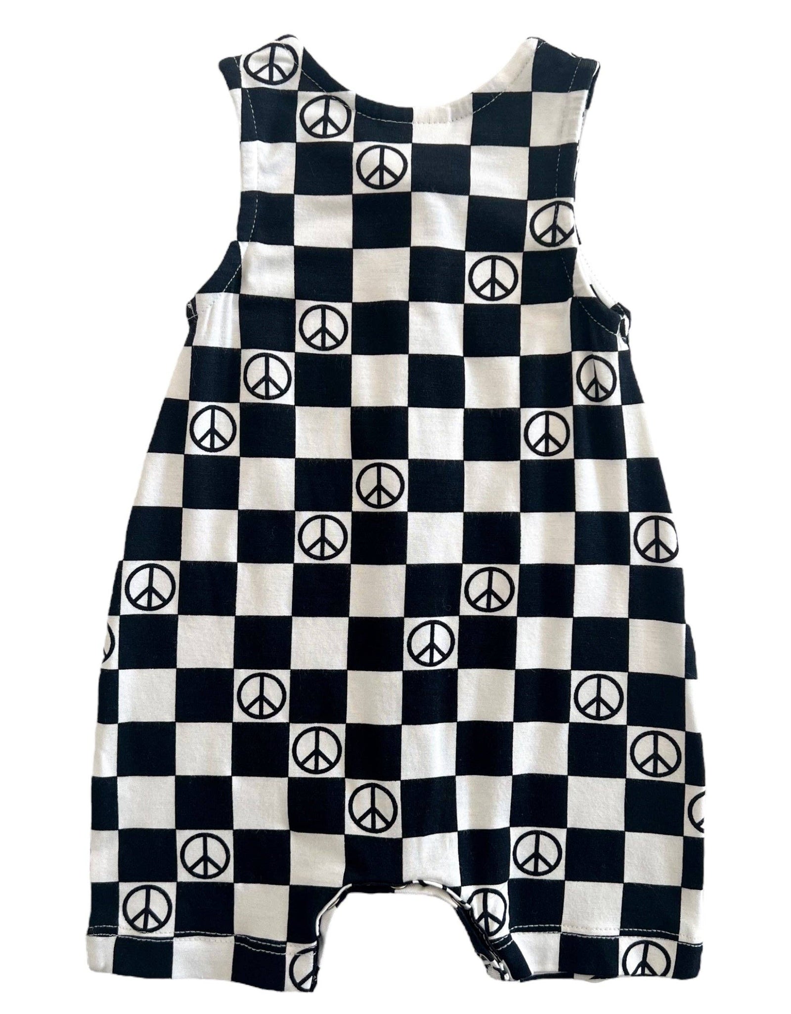 Relaxed Shortie, Black Peace Checkerboard