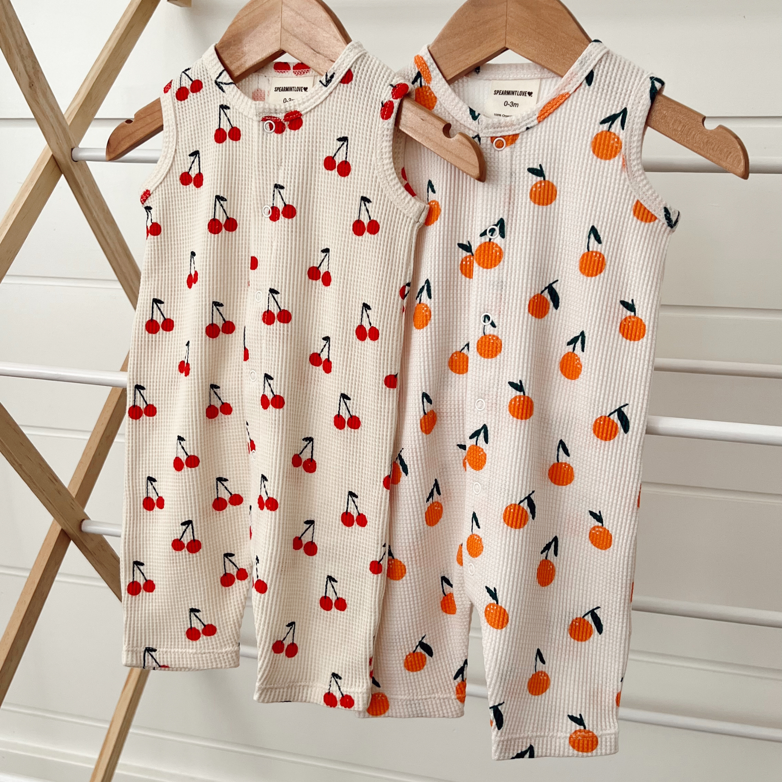 Organic Waffle Romper, Oranges