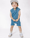 Hooded Tank and Shorts Set - Ocean Blue