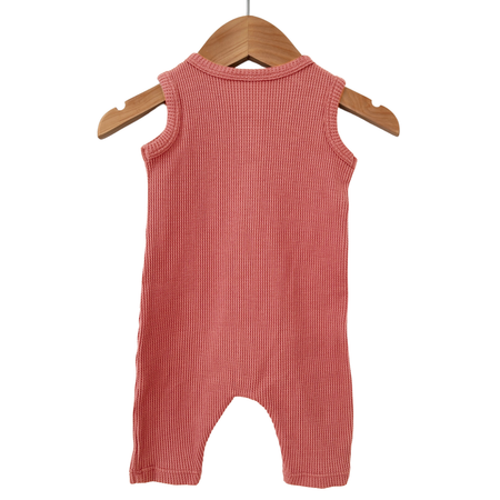 Organic Waffle Romper, Dusty Rose