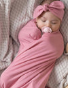 Jewel Pink Baby Jersey Wrap & Topknot Set