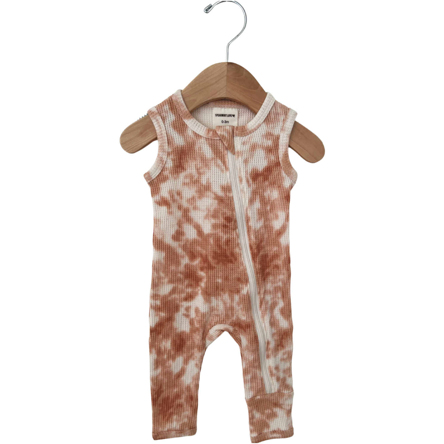 Organic Waffle Zip Romper, Tie Dye