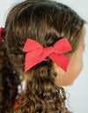 Cherry Corduroy Ribbon Pigtail Set