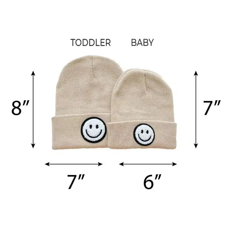 Smiley Face Beanie in Beige