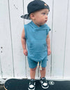 Hooded Tank and Shorts Set - Ocean Blue