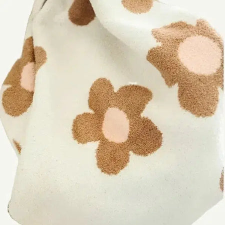 Caramel and Pink Plush Daisy Blanket