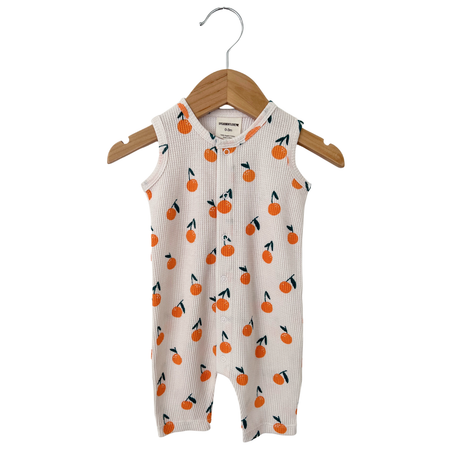 Organic Waffle Romper, Oranges