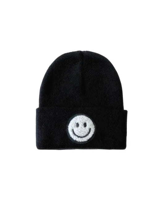 Smiley Face Beanie in Black