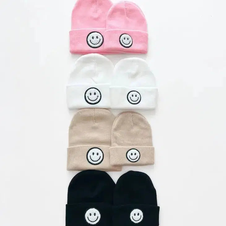 Smiley Face Beanie in Black