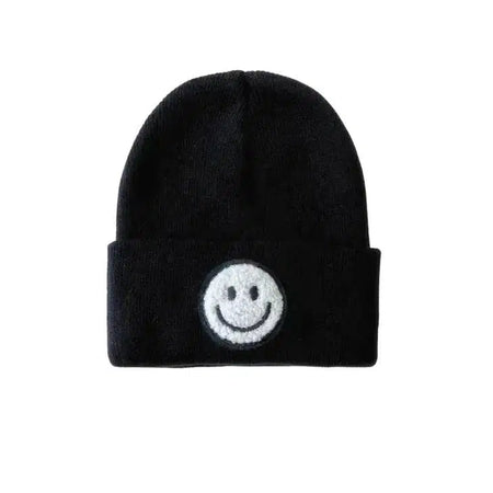 Smiley Face Beanie in Black