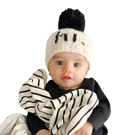 Black and White Knit Beanie