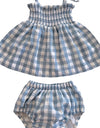 Organic Smocked Set - Blue Gingham