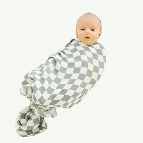 Organic Muslin Green Checkered Swaddle