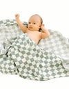 Organic Muslin Green Checkered Swaddle