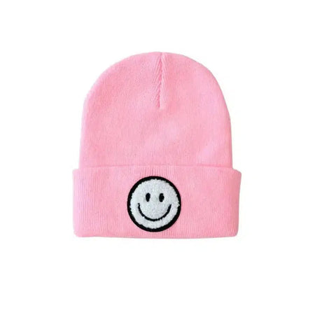 Smiley Face Beanie in Pink