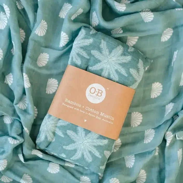 Bamboo + Cotton Ocean Palms Swaddle